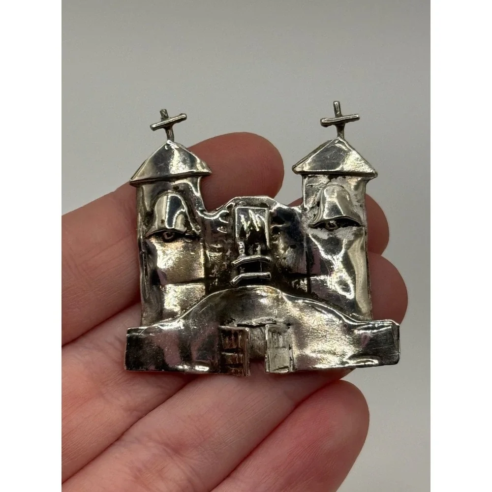 Catherine Maziere Sterling Silver Sanctuario De Chimayo Church Brooch Pendant